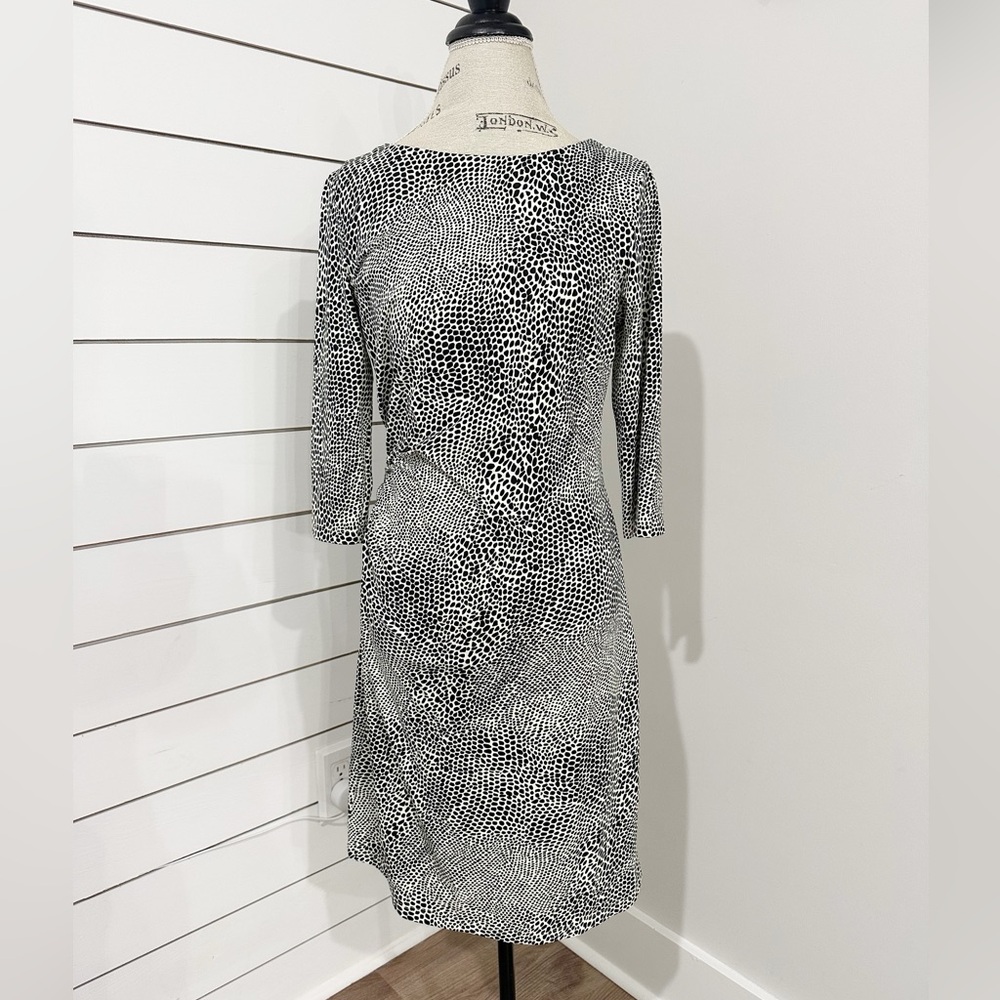 J McLaughlin Ruched Side Animal Print Dress Giraffe Sz M